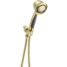 Delta 5 Spray 8 In Single Wall Mount Handheld Shower Head In Polished Brass Shower Arm Hand Held Shower Polished Brass