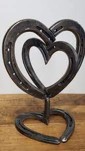 Horseshoe Hearts Centerpiece Rustic Wedding Heart Decor Rustic Heart Rustic Wedding Decor Farmhouse Heart Decor Horseshoe Metal Art Scrap Metal Art Welding Art