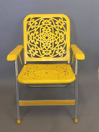 Vintage 60s 70s Plastic Yellow Folding Lawn Chair Camping Retro Furniture Modern Retro Furniture Lawn Chairs