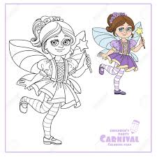 Choose the coloring page of the girl you like, print and paint the hair and clothes as you like. Cute Girl In Fairy Costume Color And Outlined For Coloring Page Royalty Free Cliparts Vectors And Stock Illustration Image 86691369