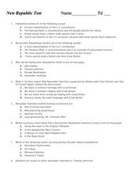 Answer key name _ unit 5 test date _ multiple choice: Unit 5 The New Republic Test And Answer Key By Founding Fathers Usa