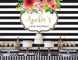 Black And White Backdrop Design Black And White Flower Backdrop Adults Party Banner Poster Etsy Birthday Backdrop Graduation Party Backdrops Backdrops For Parties