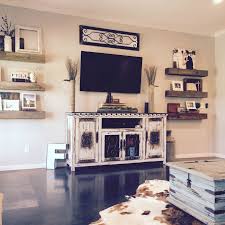Floating Barn Wood Shelves Rustic Media Piece Farm House Living Room Living Room Decor Country Living Decor