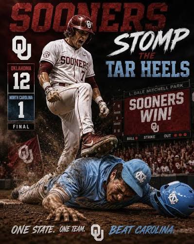 Boomer Sooner! SOONERS ဂျ OKLAHOMA 12 NORTHCAROLINA NORTH CAROLINA 1 FINAL  STOMP TAR HEELS SOONERS WIN! ဂျ OUT•.O OUT ONE STATE. ONE TEAM. ONETEAM.  ONESTATE.ONETEAM. ဂုျ BEAT CAROLINA.