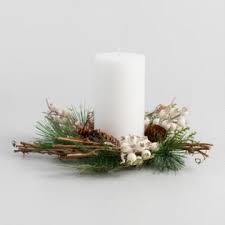 Ornaments And Pinecones 12 Inch Christmas Candle Ring For 3 Inch Pillar Candle With Berries Candles Holders Home Kitchen