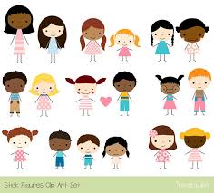 Cute Children Clipart Multicultural Clip Art Multiracial Etsy Kids Clipart Stick Figures Clip Art
