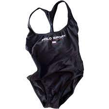 American Vintage Ralph Lauren Polo Sport Swimsuit Black Sports Swimsuits Black Swimwear Black Swimsuit