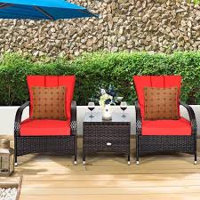 3 Pcs Outdoor Patio Rattan Conversation Set Garden Lawn Wicker Chairs Walmart Com Walmart Com Outdoor Furniture Sets Outdoor Patio House Design