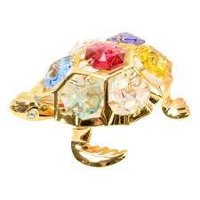 楽天市場 スワロフスキー 置物 ウミガメ 亀 風水 1560 オブジェ オーナメント クリスタル ゴールド オブジェ おしゃれ w6 5 d5 5 h3cm 薔薇雑貨のヒーリングローズ re スワロフスキー 置物 オブジェ 風水