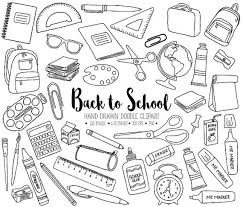 Back To School Clipart Hand Drawn Digital School Teacher Etsy In 2020 Back To School Clipart How To Draw Hands Doodles
