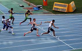 Singular relay race plural relay races a race between two or more teams where each member of the team does part of the race and then. Athletes Compete In The 4x100 Relay Race Editorial Photo Image Of Goal Competitive 25902306