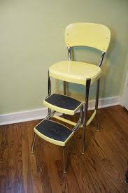 1950s Atomic Kitchen Vintage Costco Stylaire Step Stool Chair Yellow Chrome Kitchen Step Stool Vintage Metal Chairs Kitchen Chairs