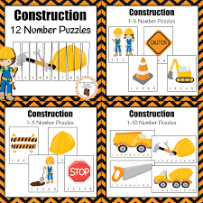 Add These 12 Number Puzzles To Your Math Center During Your Construction Or Community Helper Construction Theme Preschool Preschool Construction Number Puzzles