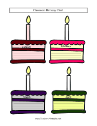 classroom birthday chart teachers printables