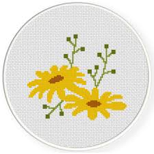 Charts Club Members Only Spring Yellow Flower Cross Stitch Pattern