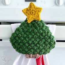 Flour sack, terry or colorful cotton. Christmas Towel Topper Crochet Pattern