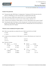Decimal Numbers Grade 5 Math Worksheets 5th Grade Math Worksheets