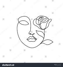 Woman Face With Rose Flower Continuous Line Drawing Ad Sponsored Rosefacewomanflower Flower Line Drawings Face Line Drawing Line Art Drawings