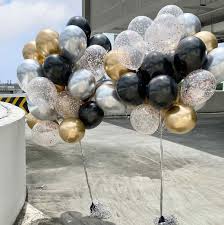 Rose gold balloons numbers latex chrome confetti, happy 30th, birthday party, balloon bouquet not inflated. Helium Balloons Bouquet Chrome Gold Chrome Silver Pearl Black Confetti Rose Gold