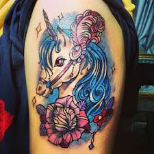 This was one of the most popular tattoos during the 60's and 70's because of this being the peace and love era. 22 Wonderful Unicorn Tattoo Images And Pictures