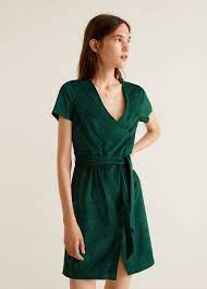 Robe portefeuille en crêpe réf. Robe Portefeuille Noire Mango 00d644