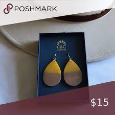 C C Wooden Earrings Wooden Earrings Minimalist Necklace Silver California Jewelry