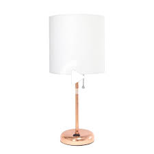 Rampenlicht 19 5 Zoll Rosegold Und Weisse Stablampe Mit Ladesteckdose Und Stoffschirm Lt2024 Rgd Lampes Blanches Jolie Chambre Lampes De Table