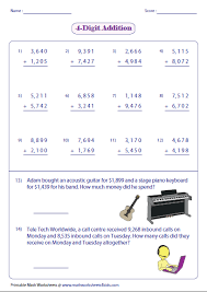 Adding Large Numbers Worksheets