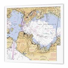 3drose Print Of San Francisco Bay Nautical Chart Iron On Heat Transfer 8 By 8 Inch For White Material