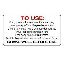 Safety Labels For Spray Air Freshener Warning Instruction Non Personalised 1158 Ebay