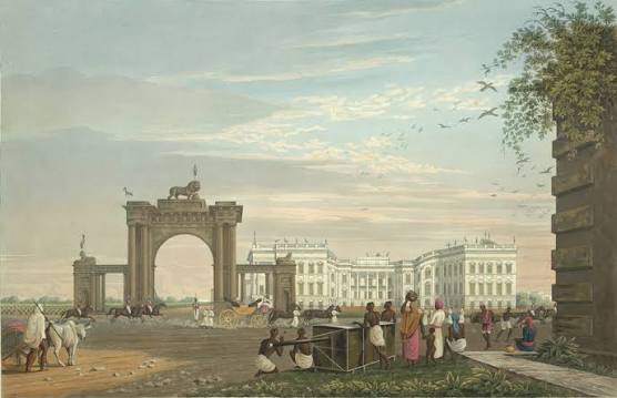 A view of Government House Calcutta (Kolkata), from the eastward by James Baillie Fraser - 1826 - Old Indian Arts