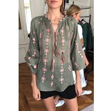 Blouse Vyshyvanka Ukrainien En Vert Olive Avec Rose Ancienne Etsy Bohemian Look Trending Outfits Fashion