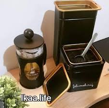 Khan El Suez علبة قهوة شاي معدن أسود من ايكيا مناسبة Facebook