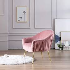 Shop allmodern for modern and contemporary accent chairs to match your style and budget. Amazon Com Velvet Accent Chair Single Sofa Comfy Upholstered Pleated Back Arm Chair With Gold Legs For Living Room Bedroom Hosting Room Pink Kitchen Dining