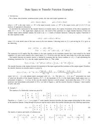 State Space To Transfer Function Examples