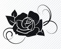 Black Rose Flower Svg Files For Cricut Flower Vector In Dxf Black And White Flowers Flower Svg Files Flower Svg Black Rose Flower