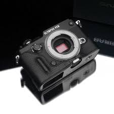 gariz leather half case for olympus pen f black camera case olympus pen camera leather