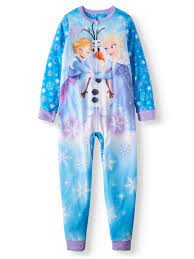 Girl S Frozen Onesie Sleeper Big Girls Little Girls Walmart Com
