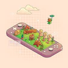 Legend Of Zelda Breath Of The Wild Inspired Concept Art Nintendo Switch Lite Design Koroks Korok Bo Nintendo Art Legend Of Zelda Legend Of Zelda Breath