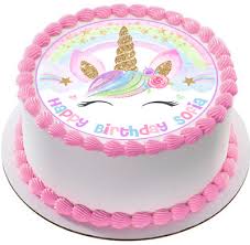 Since both required time to set, i made them 2 days in advance. Edible Unicorn Sparkles 7 5in Circle Cake Topper Birthday Party Image Decoration Ebay