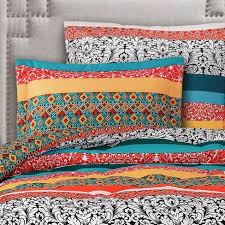 Turquoise and red bedroom ideas. Boho Stripe Comforter Set Turquoise Tangerine Lush Decor Target