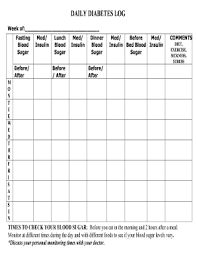 28 Printable Daily Diabetes Log Forms And Templates