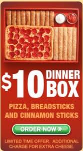 With These Pizza Hut Coupon Get A Dinner Box Of Pizza Breadsticks And Cinnamon Sticks All For 10 Limited Time Offe Fast Food Coupons I Love Pizza Pizza Hut