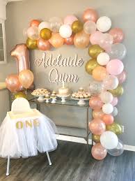 Adelaide S Pink And Gold First Birthday Blush And Batting Blog Blush And Girl Birthday Decorations Baby Girl Birthday Decorations Baby Girl Birthday Theme
