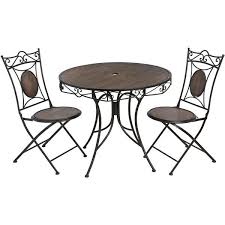 Antique Brown Iron Garden Bistro Table With Two Chairs Liked On Polyvore Featuring Home Outdoors Patio Furnitur Outdoor Furniture Bistro Table Patio Chairs