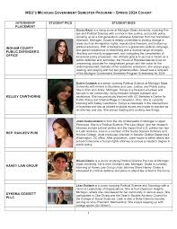 1 INTERNSHIP PLACEMENT STUDENT PICS STUDENT BIOS INGHAM COUNTY PUBLIC  DEFENDER'S OFFICE KELLEY CAWTHORNE REP. RANJEEV PURI HANEY