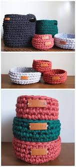 Do you need more storage space at your home? T Shirt Yarn Basket Crochet Free Pattern Crochet Storage Basket Free Patterns Diy How To