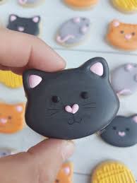 Cat Sugar Cookie Decorated With Royal Icing Black Cat Cookie Decorating Sugar Cookies Decorated Royal Icing Decorations