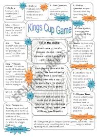 Kings cup is a drinking game that has been around for many years and has numerous variations. Kings Cup Or Circle Speaking Game Esl Worksheet By Megafreedom