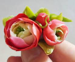 Ranunculus Flower Ring Blush Pink Jewelry Red Jewelry Set Floral Jewelry Shabby Chic Jewelry Polymer Clay Flower Jewelry Polymer Clay Flowers Clay Flowers
